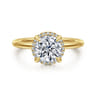 Bonnie - 14K Yellow Gold Round Hidden Halo Diamond Engagement Ring - 0.1 ct