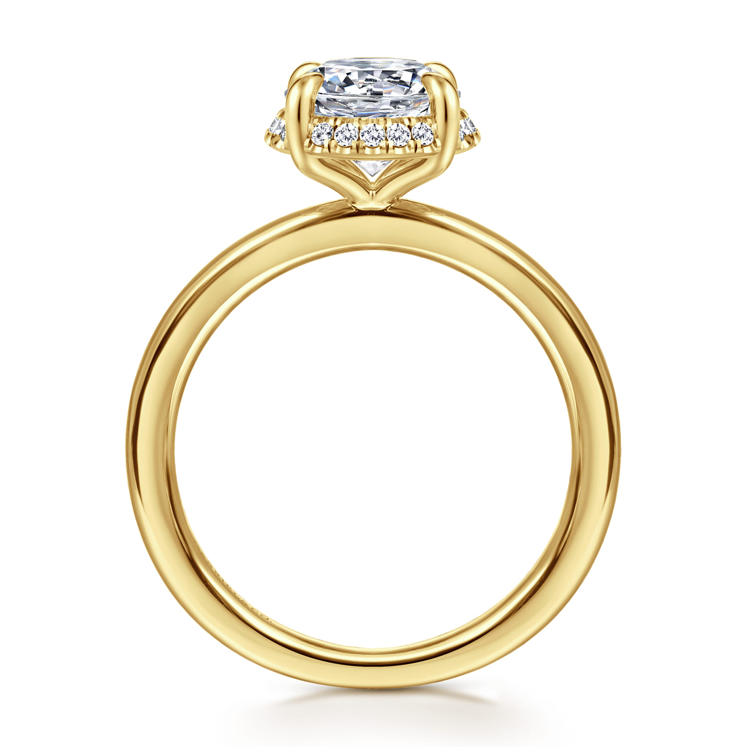 Bonnie - 14K Yellow Gold Round Hidden Halo Diamond Engagement Ring - 0.1 ct - Shot 2