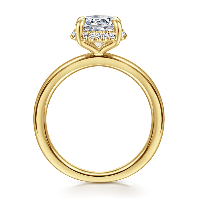 Bonnie - 14K Yellow Gold Round Hidden Halo Diamond Engagement Ring - 0.1 ct - Shot 2