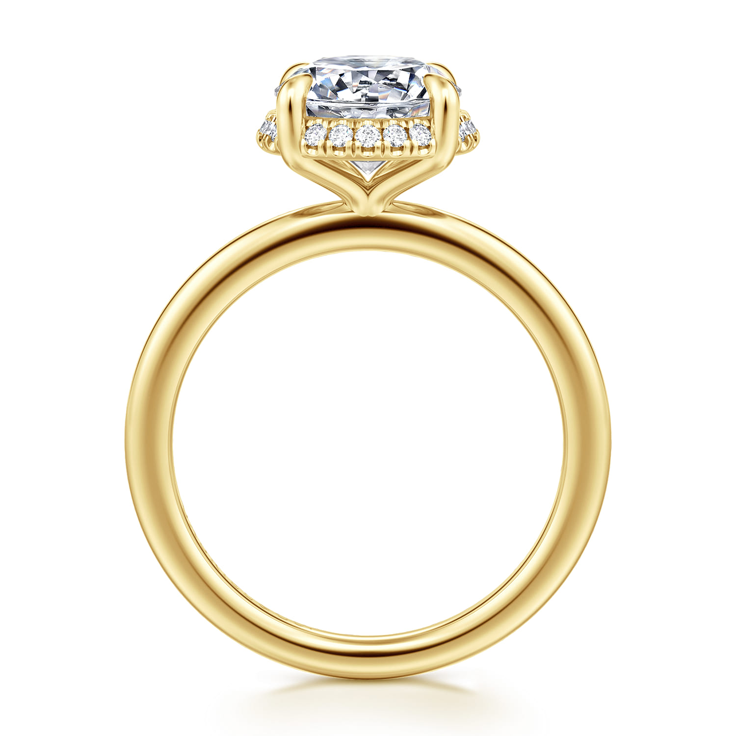 Bonnie - 14K Yellow Gold Round Hidden Halo Diamond Engagement Ring - 0.1 ct - Shot 2