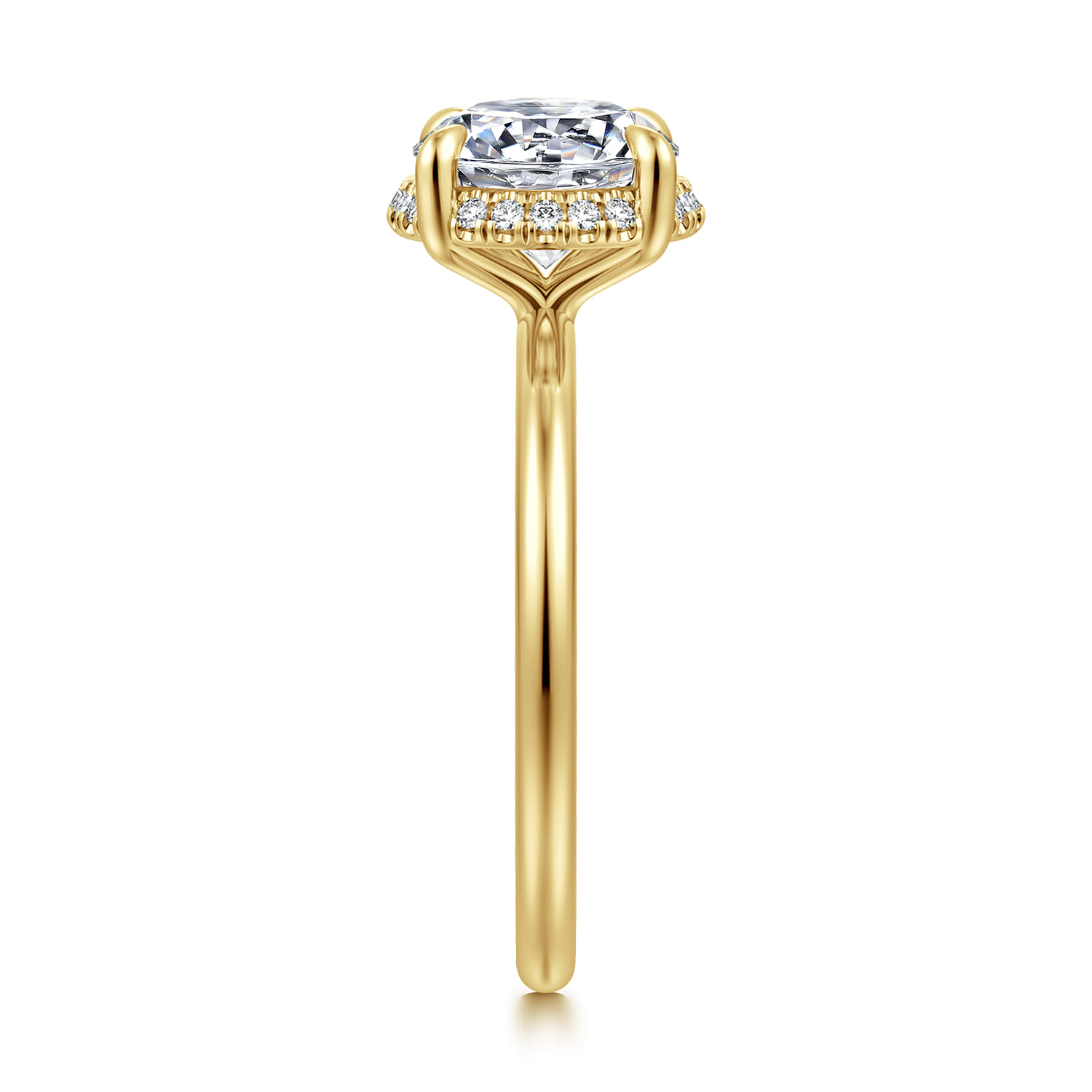 Bonnie - 14K Yellow Gold Round Hidden Halo Diamond Engagement Ring - 0.1 ct - Shot 4