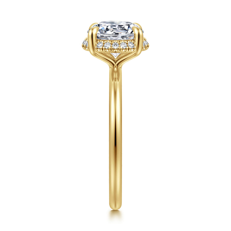 Bonnie - 14K Yellow Gold Round Hidden Halo Diamond Engagement Ring - 0.1 ct - Shot 4