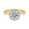 Seattle - 14K Yellow Gold Round Hidden Halo Diamond Engagement Ring - 0.1 ct