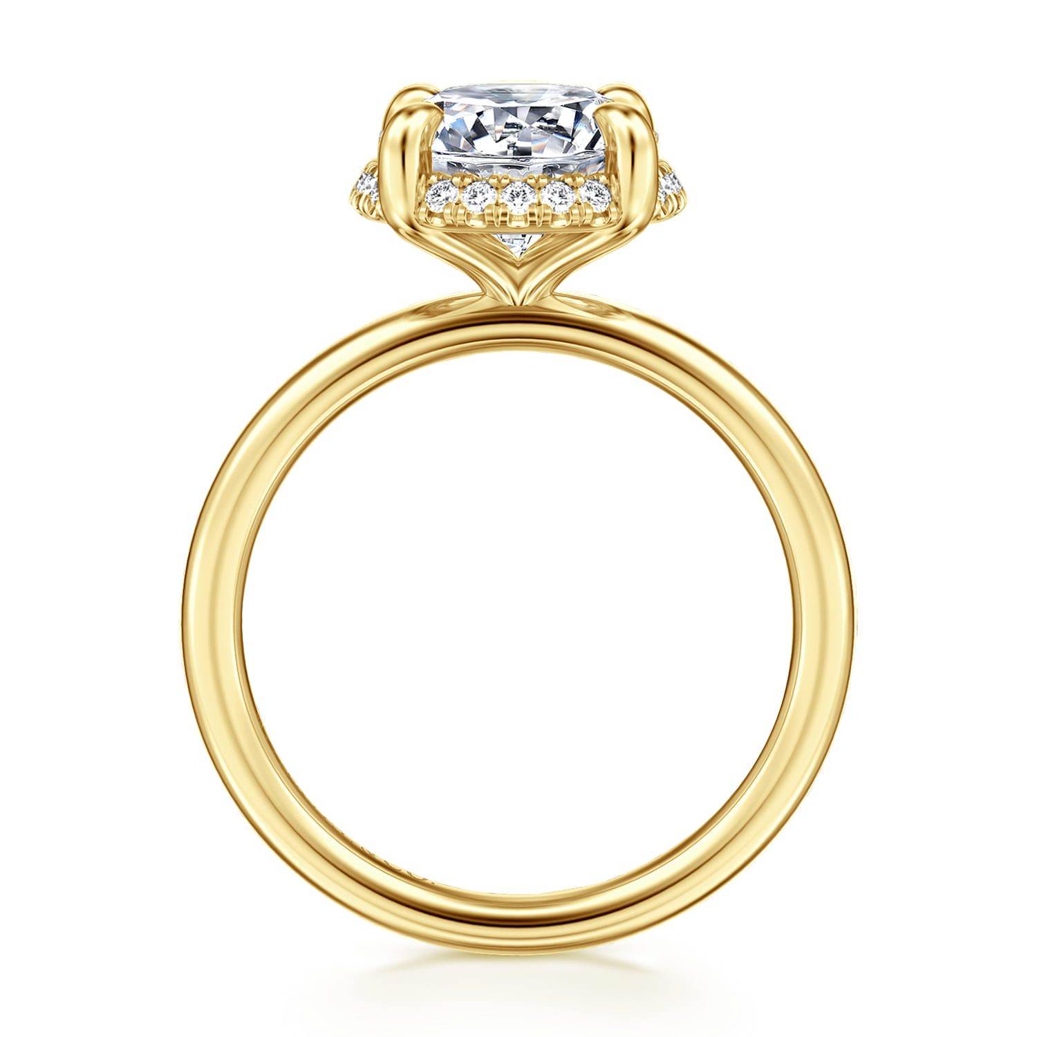 Seattle - 14K Yellow Gold Round Hidden Halo Diamond Engagement Ring - 0.1 ct - Shot 2