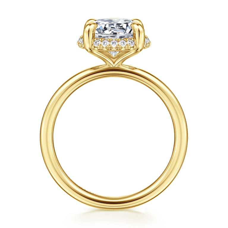Seattle - 14K Yellow Gold Round Hidden Halo Diamond Engagement Ring - 0.1 ct - Shot 2