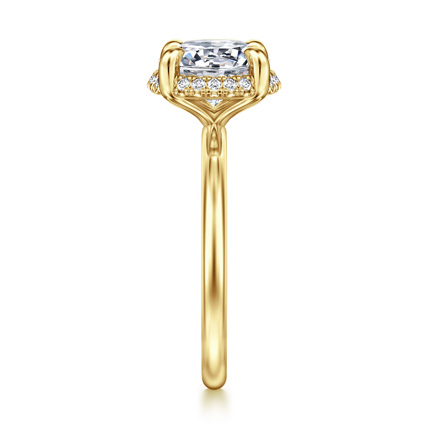 Seattle - 14K Yellow Gold Round Hidden Halo Diamond Engagement Ring - 0.1 ct - Shot 4