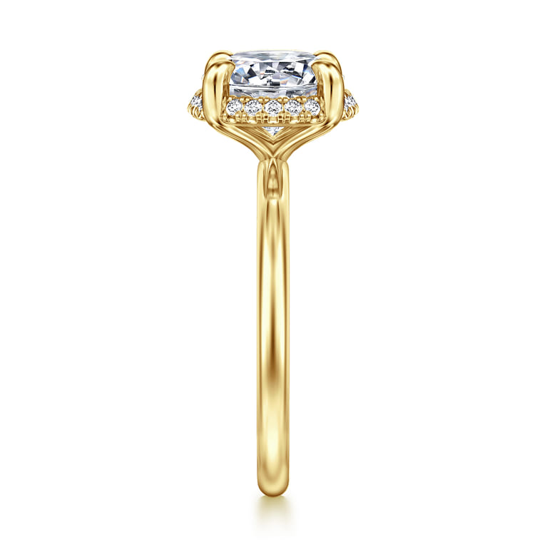 Seattle - 14K Yellow Gold Round Hidden Halo Diamond Engagement Ring - 0.1 ct - Shot 4