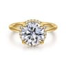Seattle - 14K Yellow Gold Round Hidden Halo Diamond Engagement Ring - 0.1 ct