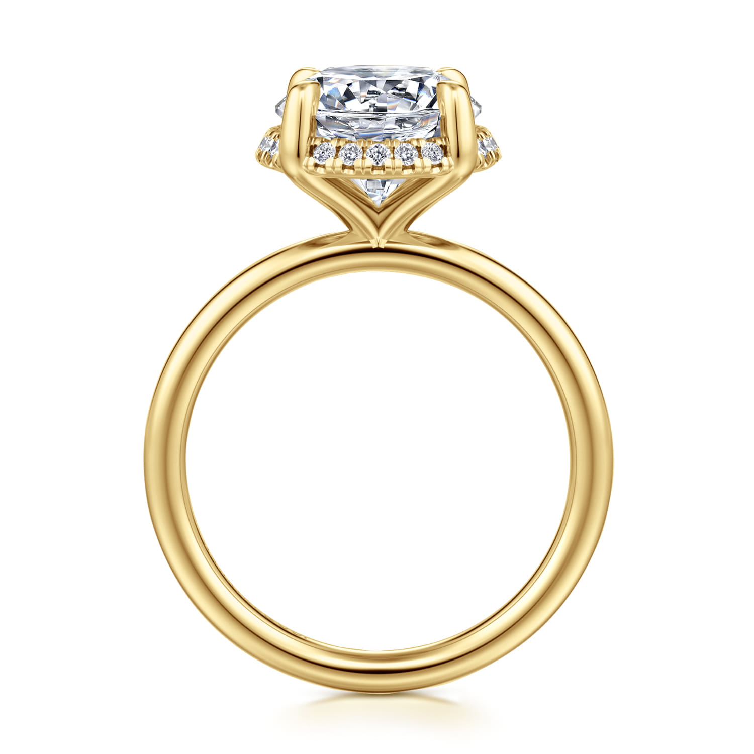 Seattle - 14K Yellow Gold Round Hidden Halo Diamond Engagement Ring - 0.1 ct - Shot 2