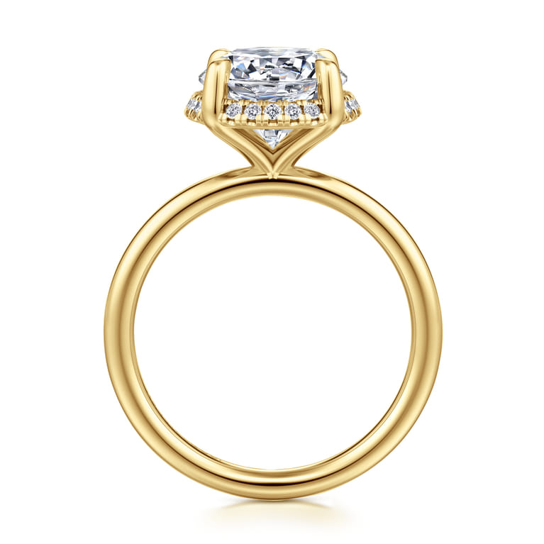 Seattle - 14K Yellow Gold Round Hidden Halo Diamond Engagement Ring - 0.1 ct - Shot 2