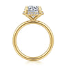Seattle - 14K Yellow Gold Round Hidden Halo Diamond Engagement Ring - 0.1 ct
