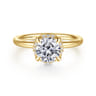 Seattle - 14K Yellow Gold Round Hidden Halo Diamond Engagement Ring - 0.06 ct
