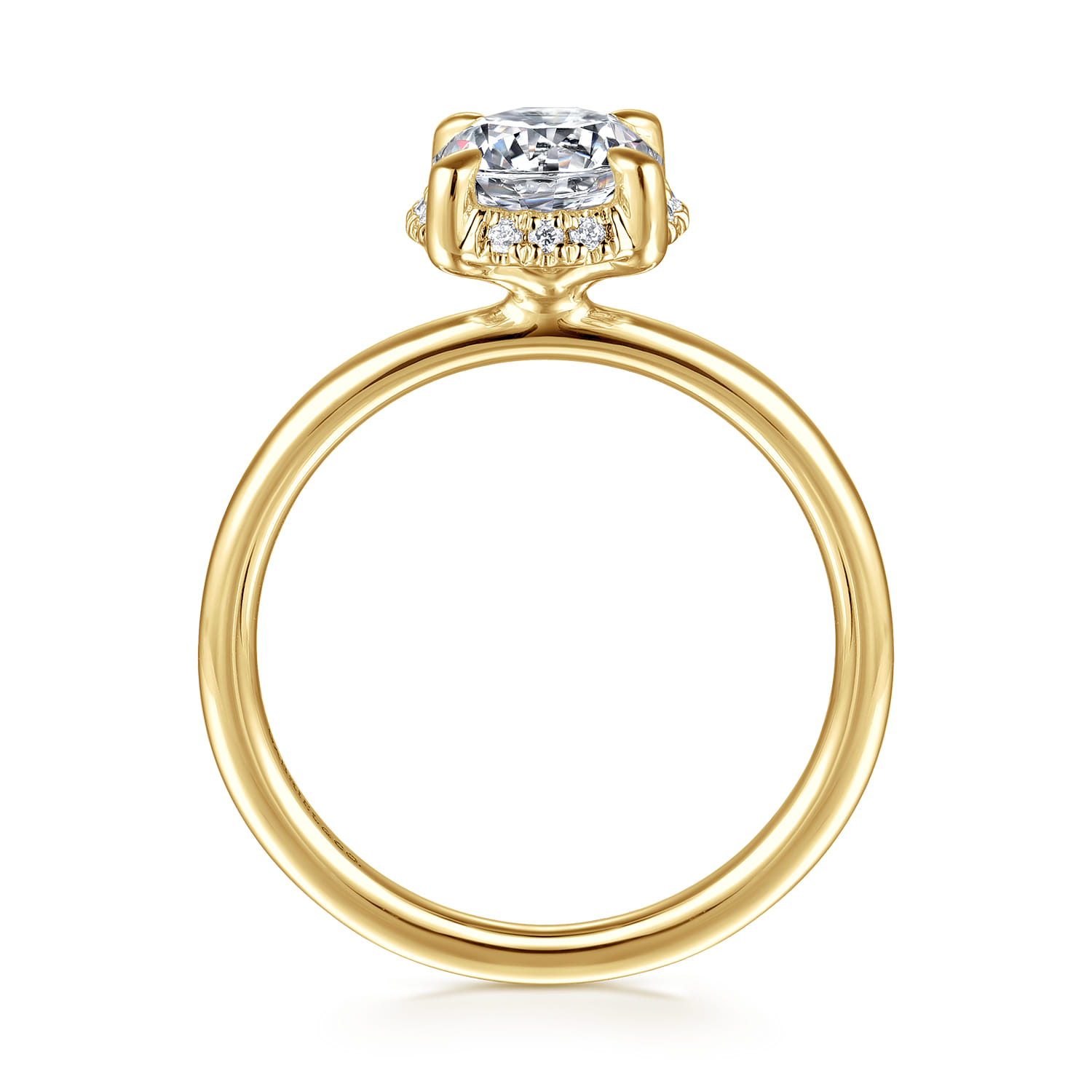 Seattle - 14K Yellow Gold Round Hidden Halo Diamond Engagement Ring - 0.06 ct - Shot 2