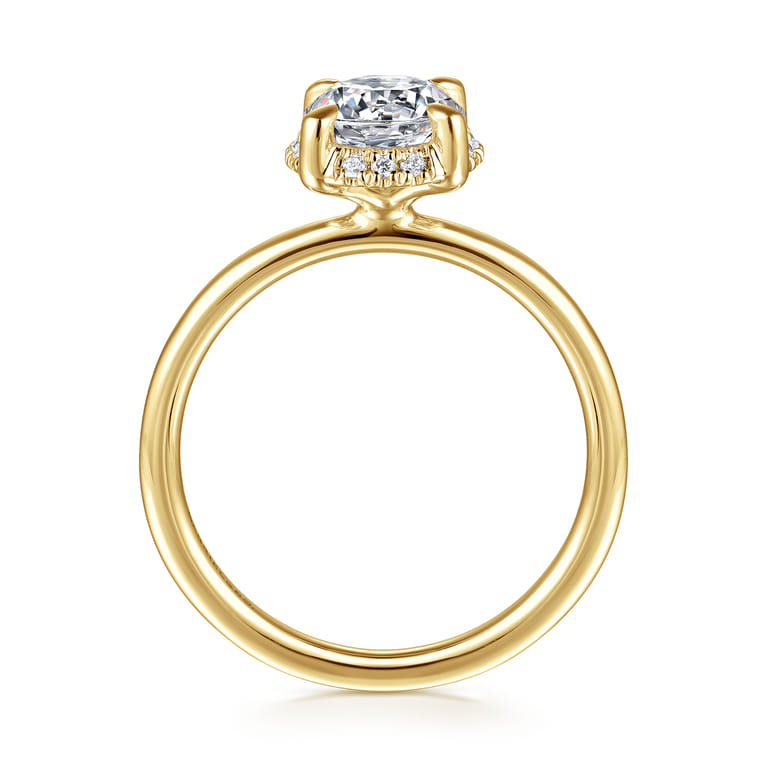 Seattle - 14K Yellow Gold Round Hidden Halo Diamond Engagement Ring - 0.06 ct - Shot 2