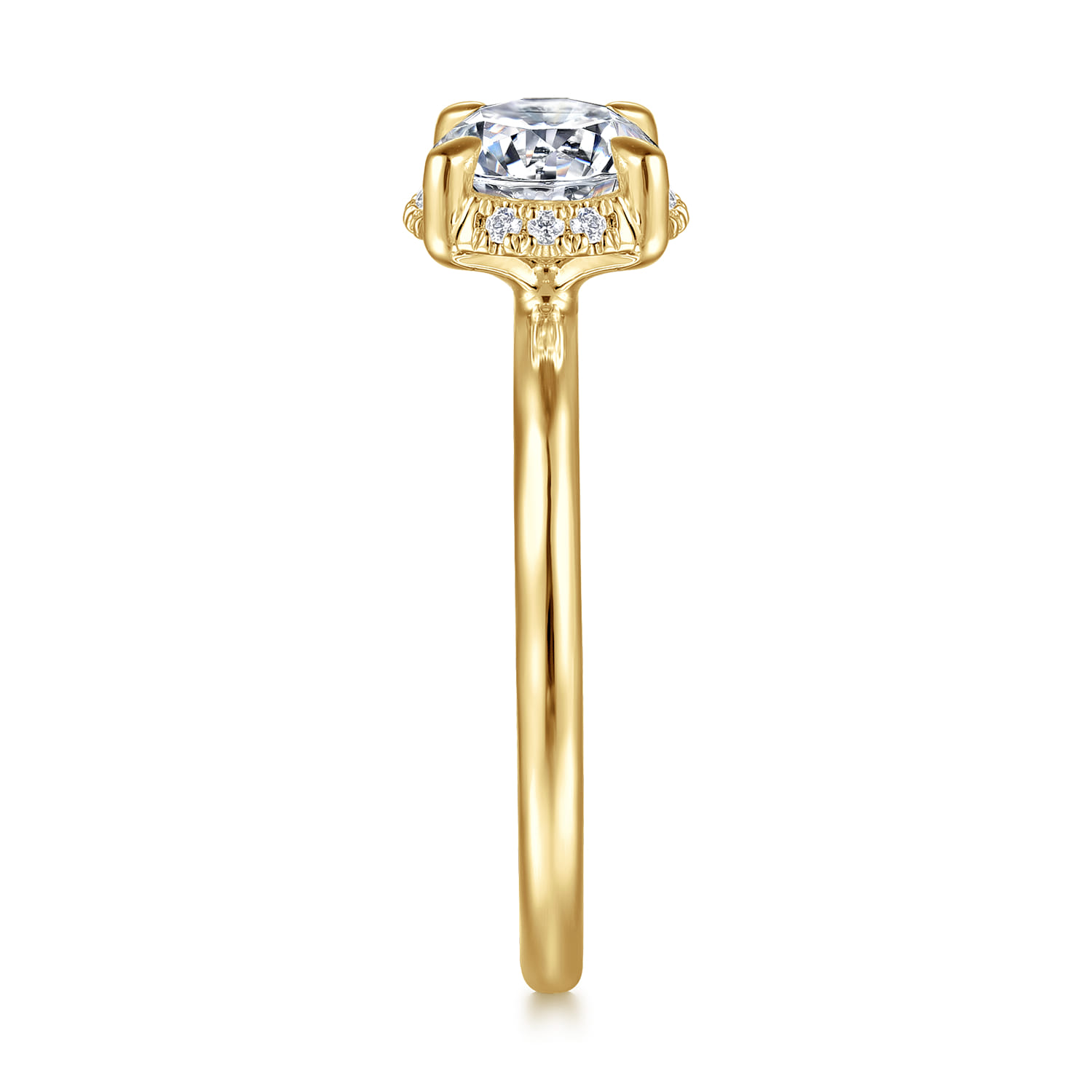 Seattle - 14K Yellow Gold Round Hidden Halo Diamond Engagement Ring - 0.06 ct - Shot 5