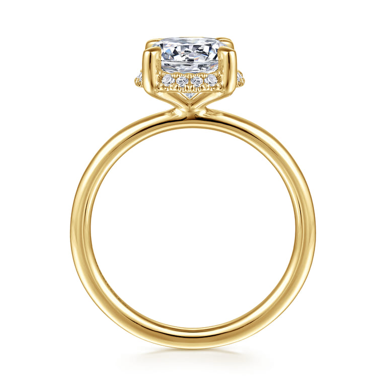 Seattle - 14K Yellow Gold Round Hidden Halo Diamond Engagement Ring - 0.08 ct - Shot 2