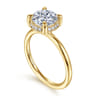 Seattle - 14K Yellow Gold Round Hidden Halo Diamond Engagement Ring - 0.08 ct