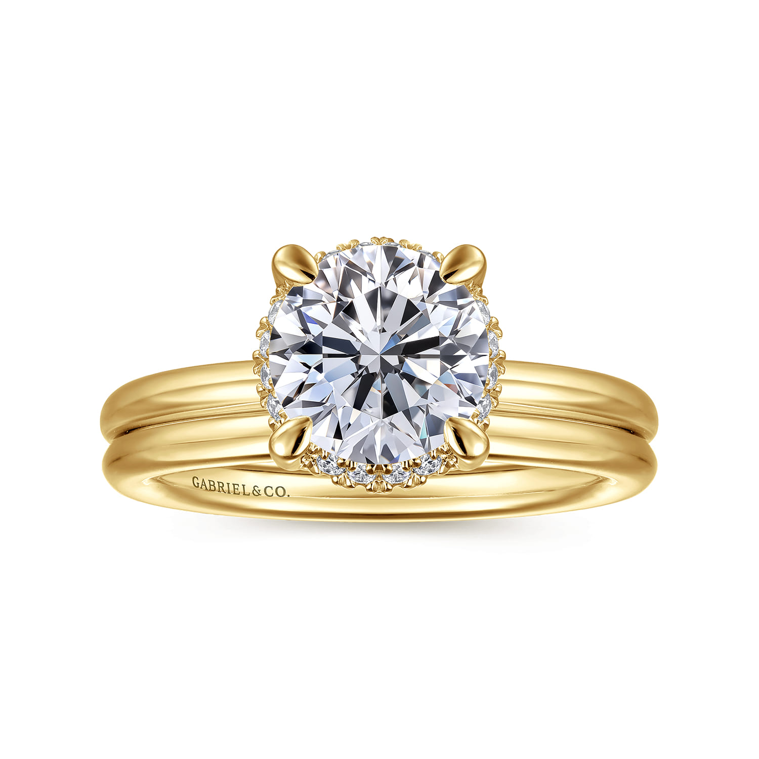 Seattle - 14K Yellow Gold Round Hidden Halo Diamond Engagement Ring - 0.08 ct - Shot 4