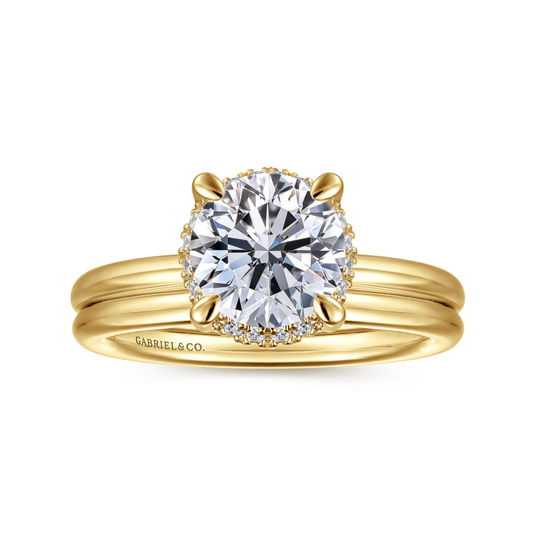 Seattle - 14K Yellow Gold Round Hidden Halo Diamond Engagement Ring - 0.08 ct - Shot 4