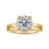 Seattle - 14K Yellow Gold Round Hidden Halo Diamond Engagement Ring - 0.08 ct