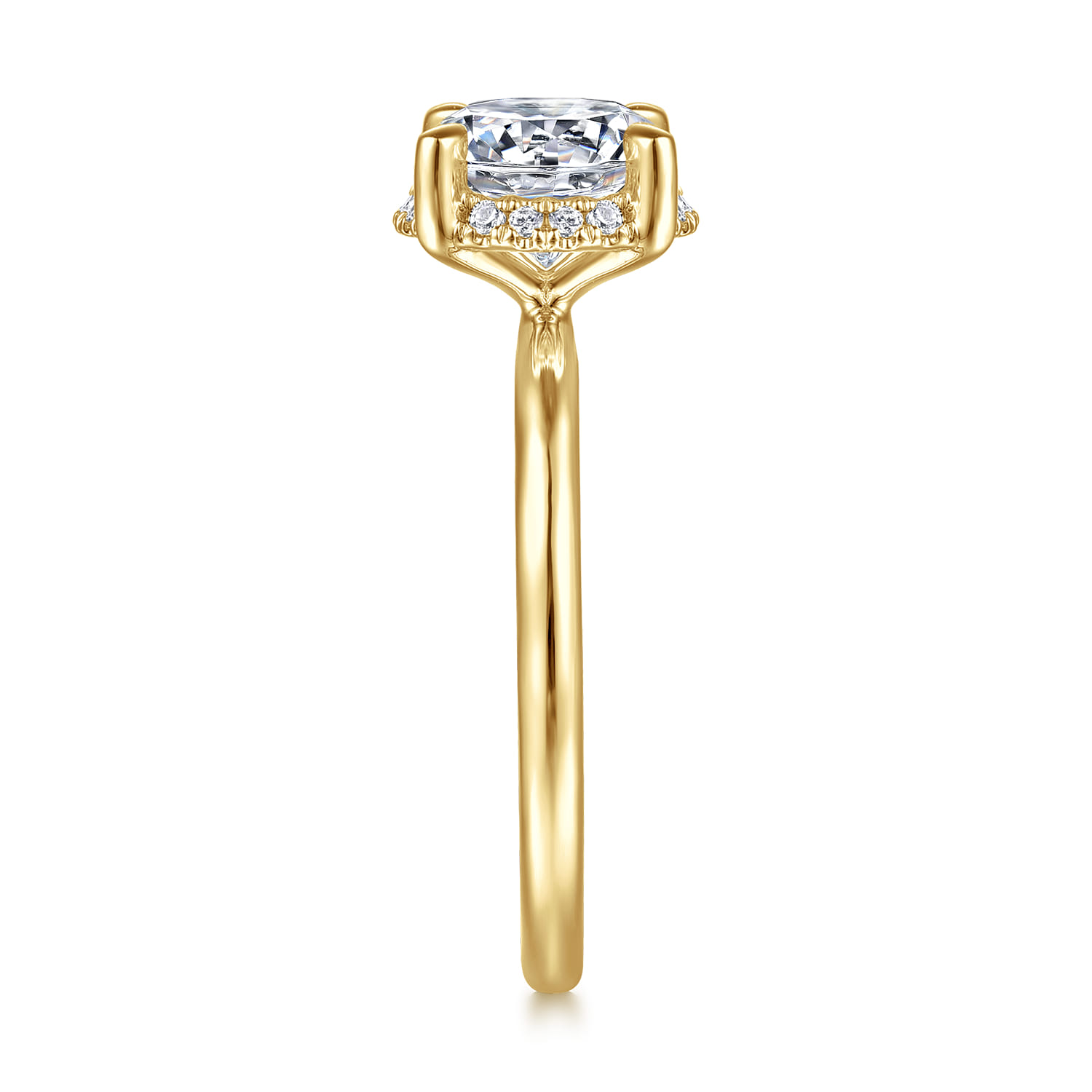 Seattle - 14K Yellow Gold Round Hidden Halo Diamond Engagement Ring - 0.08 ct - Shot 5