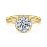 Seattle - 14K Yellow Gold Round Hidden Halo Diamond Engagement Ring - 0.08 ct