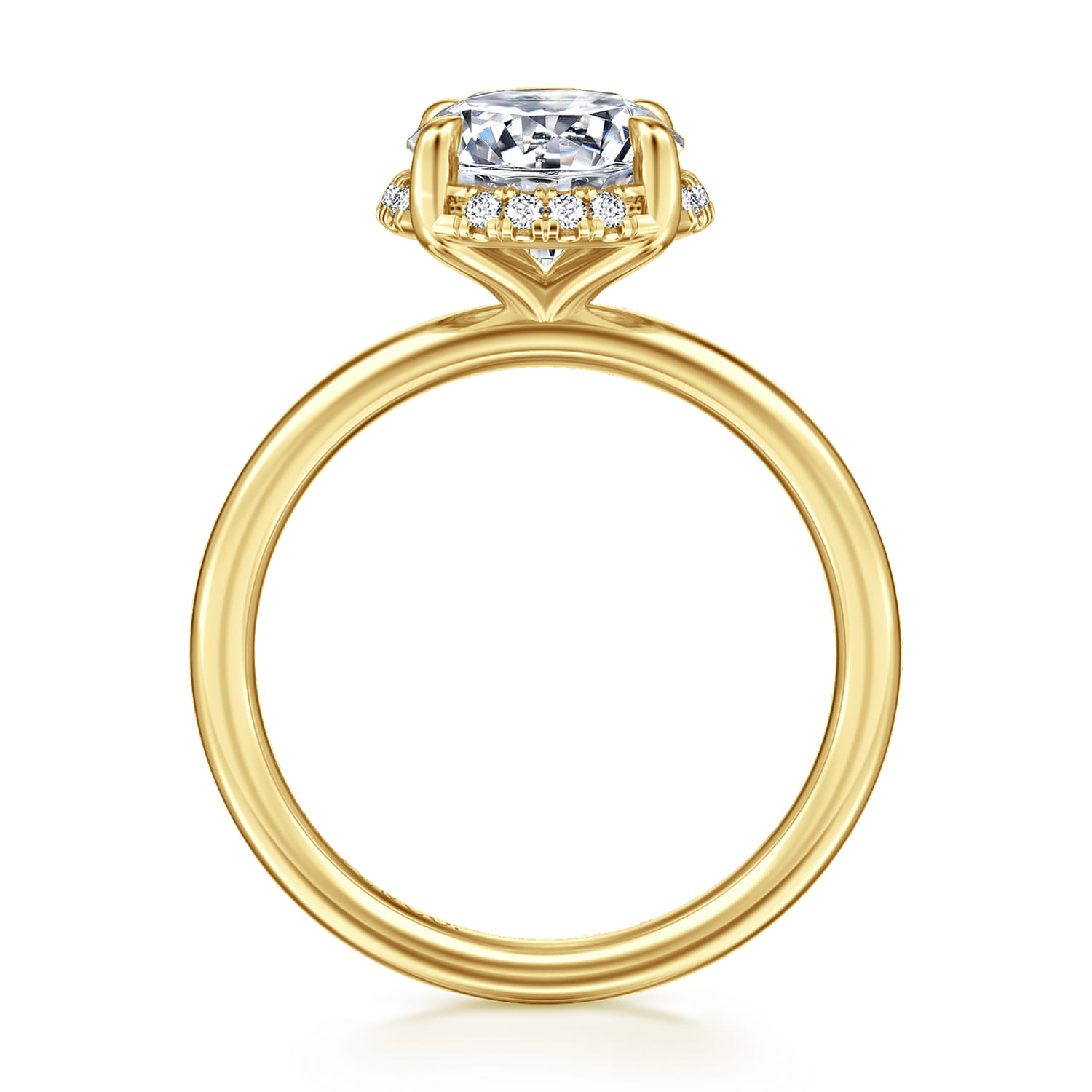 Seattle - 14K Yellow Gold Round Hidden Halo Diamond Engagement Ring - 0.08 ct - Shot 2