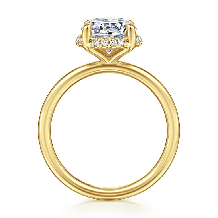 Seattle - 14K Yellow Gold Round Hidden Halo Diamond Engagement Ring - 0.08 ct - Shot 2