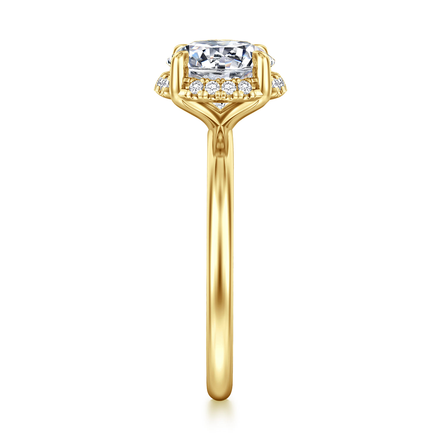 Seattle - 14K Yellow Gold Round Hidden Halo Diamond Engagement Ring - 0.08 ct - Shot 4