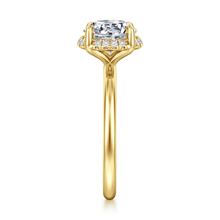 Seattle - 14K Yellow Gold Round Hidden Halo Diamond Engagement Ring - 0.08 ct - Shot 4