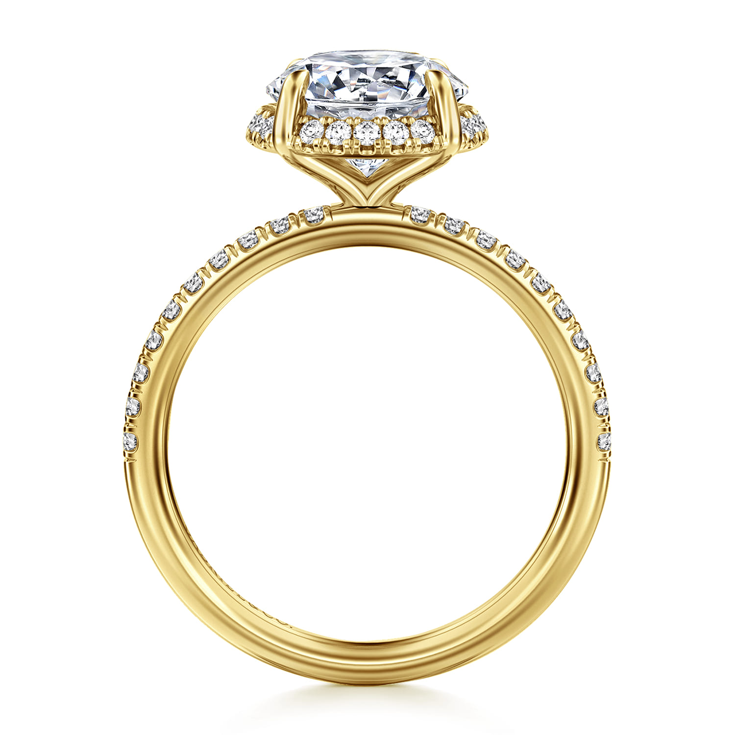 Suede - 14K Yellow Gold Round Hidden Halo Diamond Engagement Ring - 0.3 ct - Shot 2