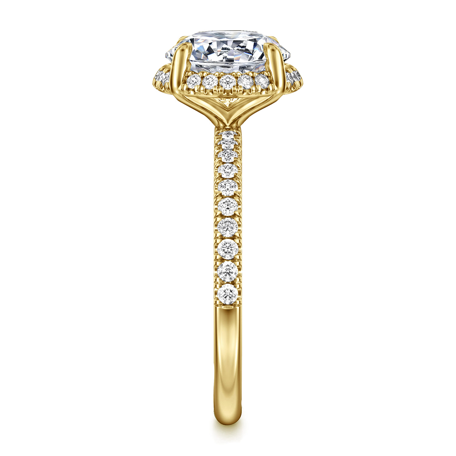 Suede - 14K Yellow Gold Round Hidden Halo Diamond Engagement Ring - 0.3 ct - Shot 4