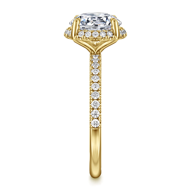 Suede - 14K Yellow Gold Round Hidden Halo Diamond Engagement Ring - 0.3 ct - Shot 4