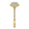 Suede - 14K Yellow Gold Round Hidden Halo Diamond Engagement Ring - 0.3 ct
