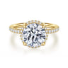 Suede - 14K Yellow Gold Round Hidden Halo Diamond Engagement Ring - 0.3 ct