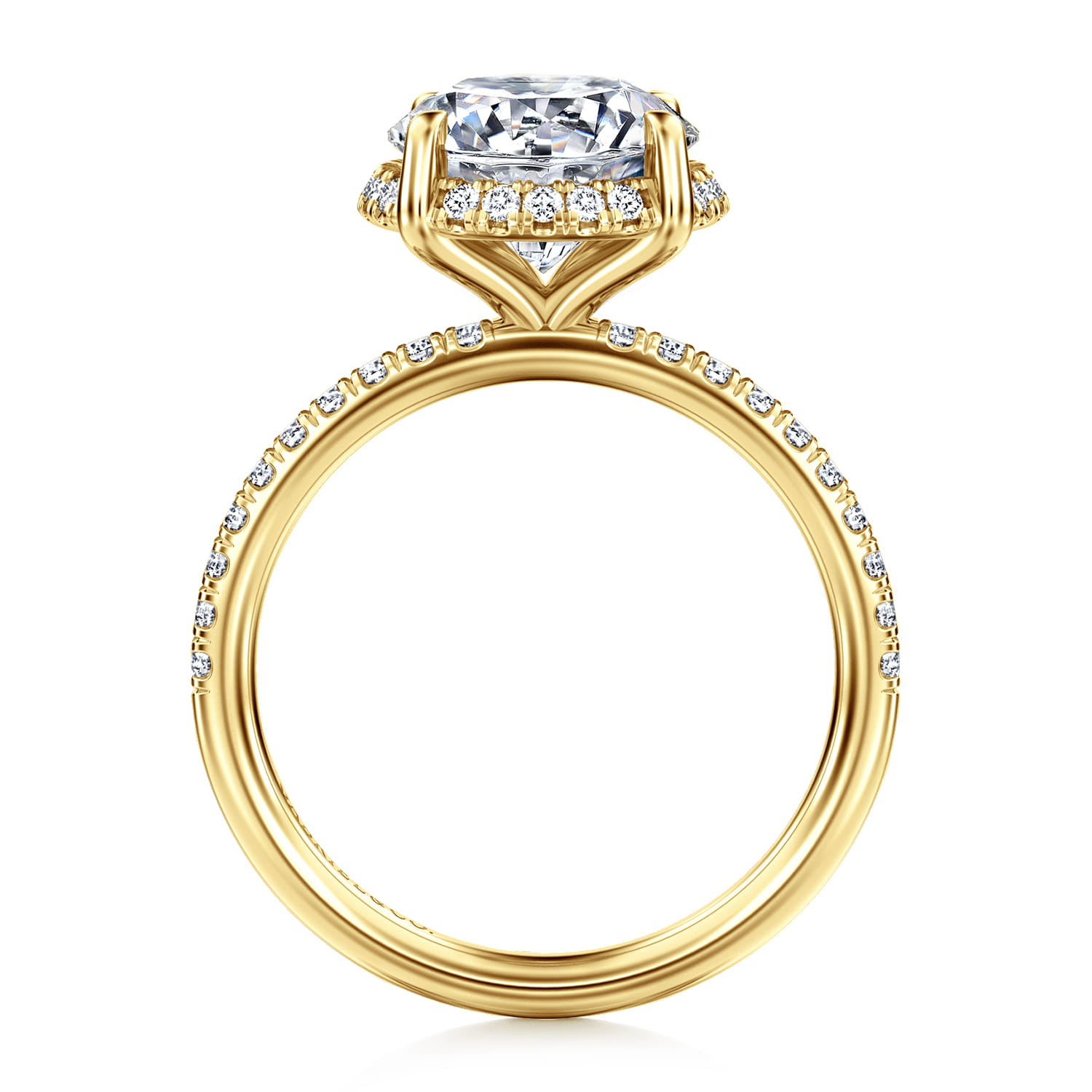 Suede - 14K Yellow Gold Round Hidden Halo Diamond Engagement Ring - 0.3 ct - Shot 2