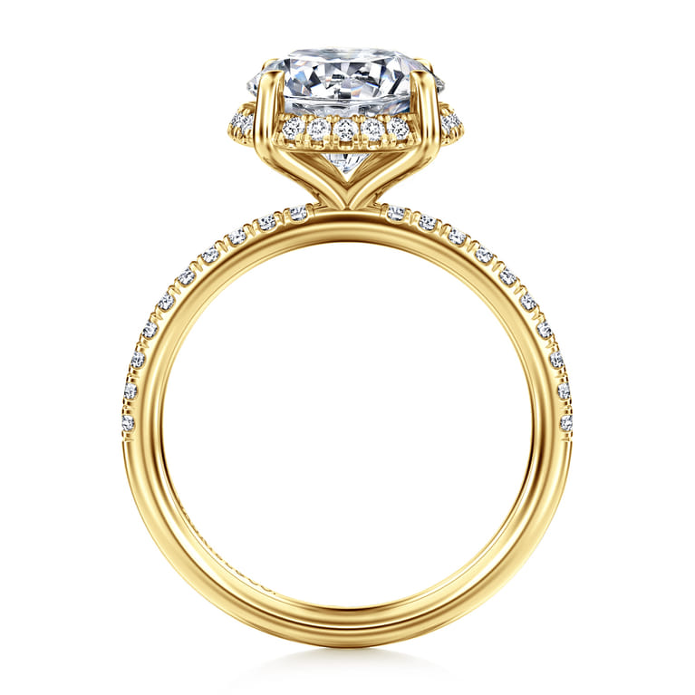 Suede - 14K Yellow Gold Round Hidden Halo Diamond Engagement Ring - 0.3 ct - Shot 2