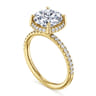 Suede - 14K Yellow Gold Round Hidden Halo Diamond Engagement Ring - 0.3 ct