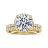 Suede - 14K Yellow Gold Round Hidden Halo Diamond Engagement Ring - 0.3 ct