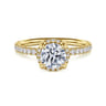 Suede - 14K Yellow Gold Round Hidden Halo Diamond Engagement Ring - 0.25 ct