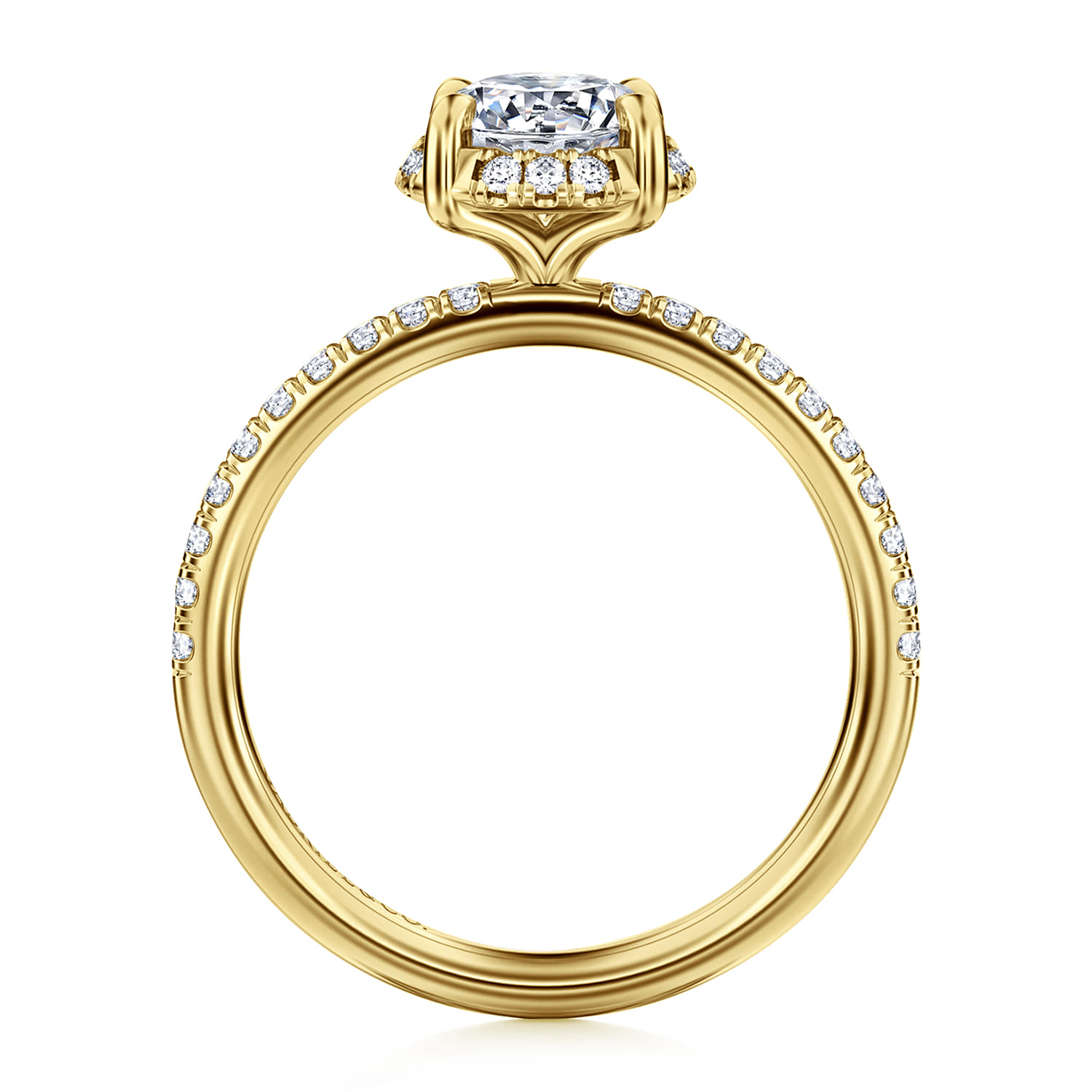 Suede - 14K Yellow Gold Round Hidden Halo Diamond Engagement Ring - 0.25 ct - Shot 2