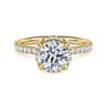 Suede - 14K Yellow Gold Round Hidden Halo Diamond Engagement Ring - 0.3 ct