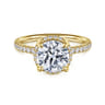 Suede - 14K Yellow Gold Round Hidden Halo Diamond Engagement Ring - 0.3 ct