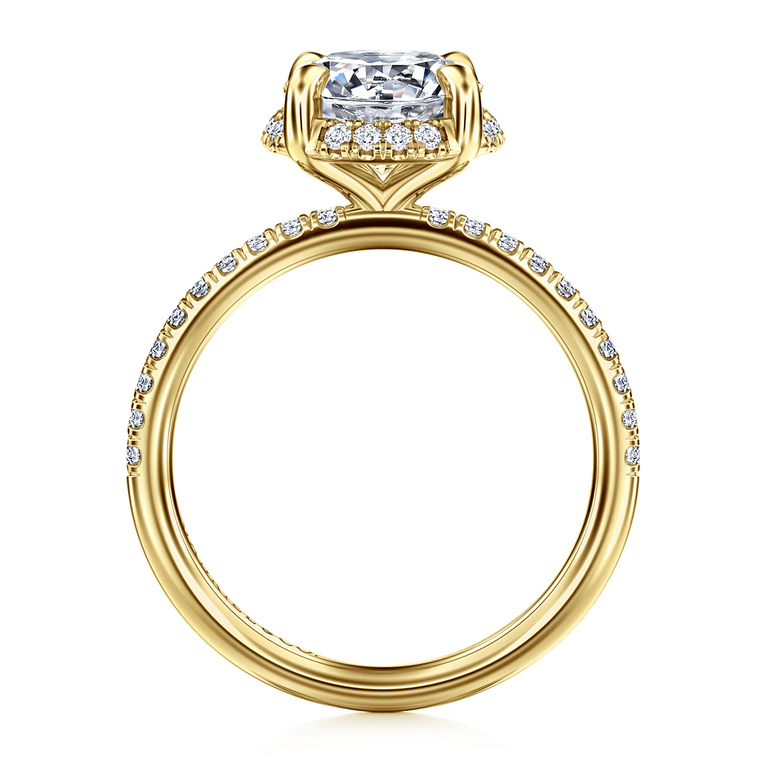 Suede - 14K Yellow Gold Round Hidden Halo Diamond Engagement Ring - 0.3 ct - Shot 2