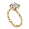 Suede - 14K Yellow Gold Round Hidden Halo Diamond Engagement Ring - 0.3 ct