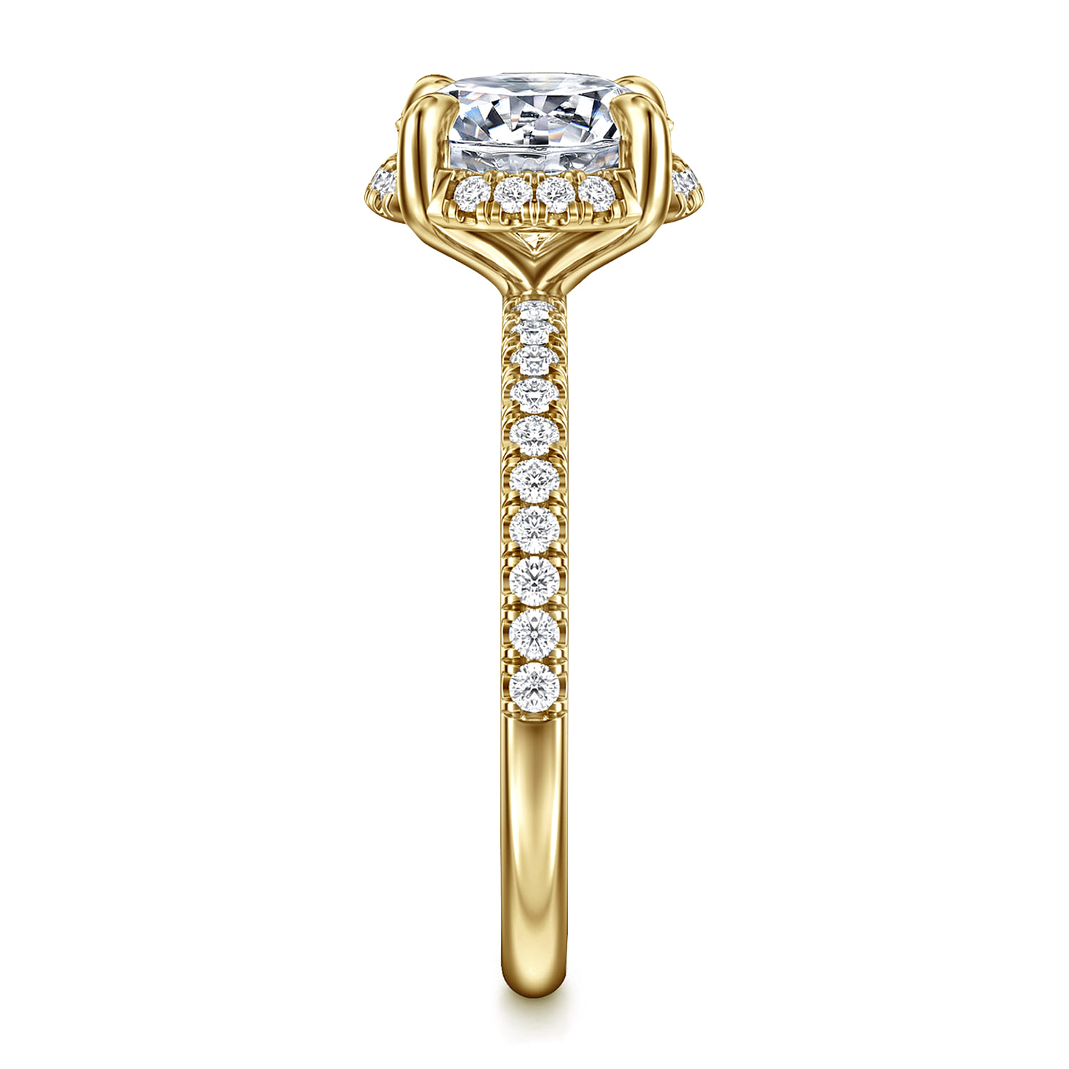 Suede - 14K Yellow Gold Round Hidden Halo Diamond Engagement Ring - 0.3 ct - Shot 4