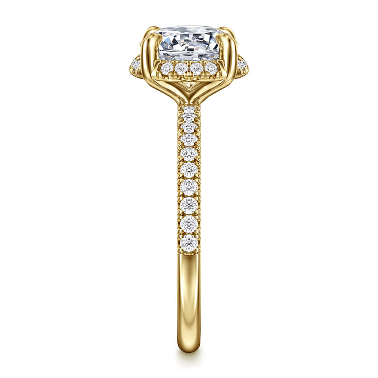 Suede - 14K Yellow Gold Round Hidden Halo Diamond Engagement Ring - 0.3 ct - Shot 4