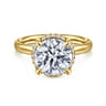 Symphony - 14K Yellow Gold Round Hidden Halo Diamond Engagement Ring - 0.1 ct