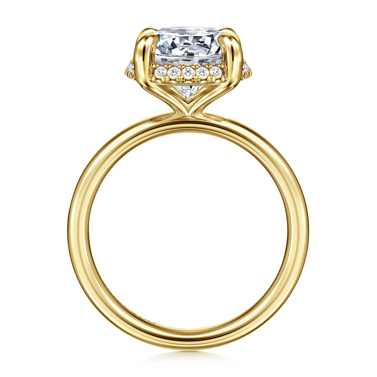 Symphony - 14K Yellow Gold Round Hidden Halo Diamond Engagement Ring - 0.1 ct - Shot 2