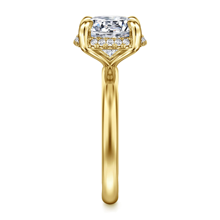 Symphony - 14K Yellow Gold Round Hidden Halo Diamond Engagement Ring - 0.1 ct - Shot 4